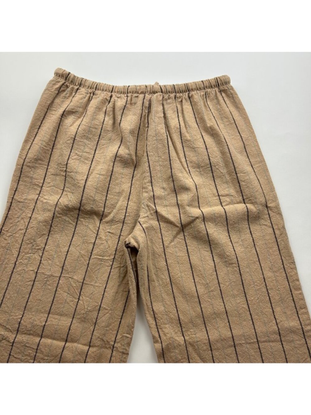 Love Tree Warm Tan Striped Linen Blend Wide Leg Pant L - Picture 7 of 7